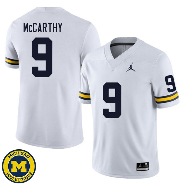 Mens Michigan Wolverines #9 J.J. McCarthy White Alumni Jersey